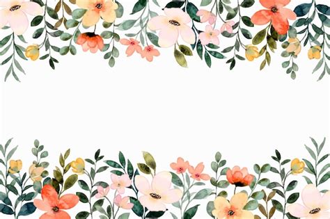 Premium Vector | Colorful wildflower border with watercolor