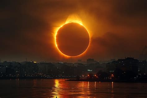 Premium Photo Solar Eclipse Over City At Night