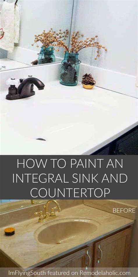 How To Paint An Integral Sink And Countertop Diy Bathroom Vanity