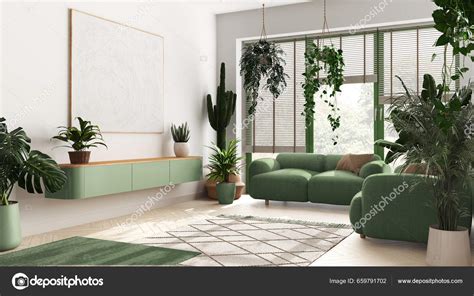 Love Plants Concept Minimal Modern Living Room Interior Design White ...