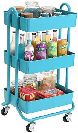 Amazon DESIGNA 3 Tier Metal Rolling Cart Heavy Duty Storage