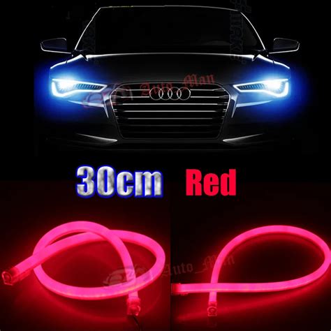 X Cm Vermelho Drl Daytime Running Luz Flex Vel Tubo Estilo Tiras Led