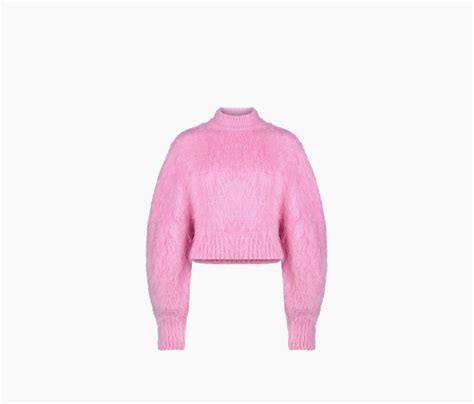 Mock Neck Puff Sleeves Sweater Pink Nina Ricci