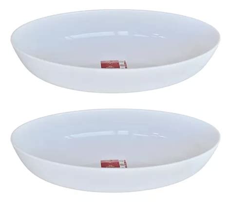 Saladeira Melamina Branca Retangular Travessa Oval 32 Cm 2un