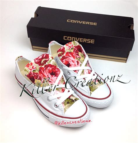 Custom Converse low tops with floral print ANY SIZE