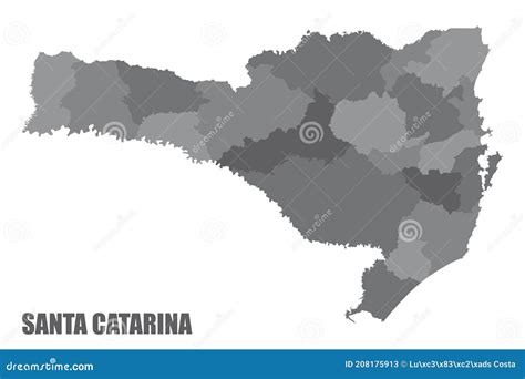 Santa Catarina Regions Map Stock Vector Illustration Of South 208175913