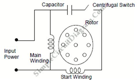 Capacitor Start AC Induction Motor – Simple Circuit Diagram