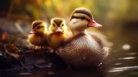 Premium Photo | A group of ducks swimming in water