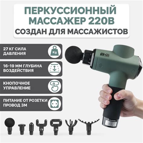 Перкуссионный массажный пистолет Bodygun PRO16 CORD с питанием от сети ...