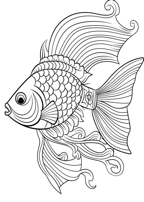 Premium Photo | Fish Coloring Page Fish Line Art coloring page Fish ...