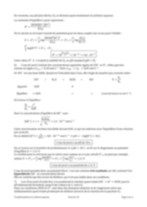 SOLUTION Corrig Exercice 25 Lecture Du Diagramme Ph De L L Ment Chlore