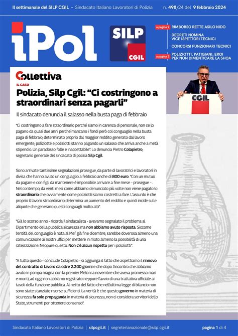 IPol 498 2024 Il Settimanale Della Segreteria Nazionale Silp Cgil