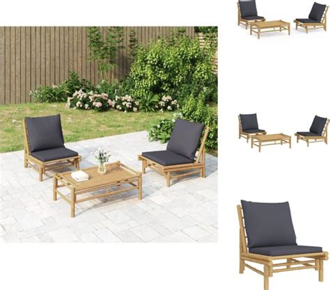 Vidaxl Tuinmeubelen Bamboe Loungeset Tafel X X Cm