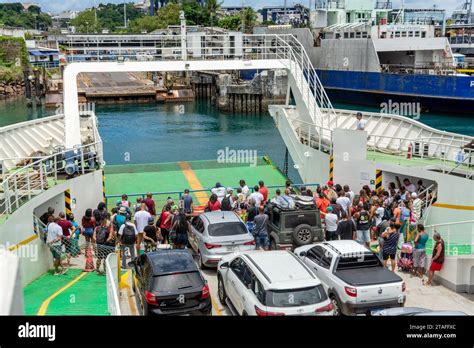 Salvador Bahia Brazil March 12 2023 Ferry Boat Arriving At The