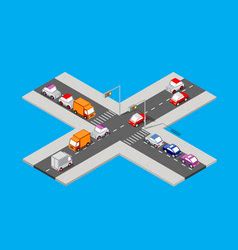 City Street Intersection Sketch Traffic Road View Vector Image