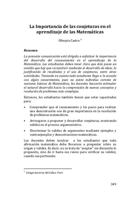 La Importancia De Las Conjeturas En El Aprendizaje De Las Matemáticas