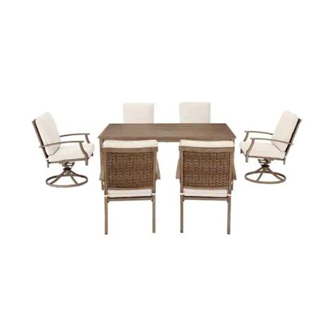 Hampton Bay Geneva Piece Brown Wicker Outdoor Patio Dining Set With