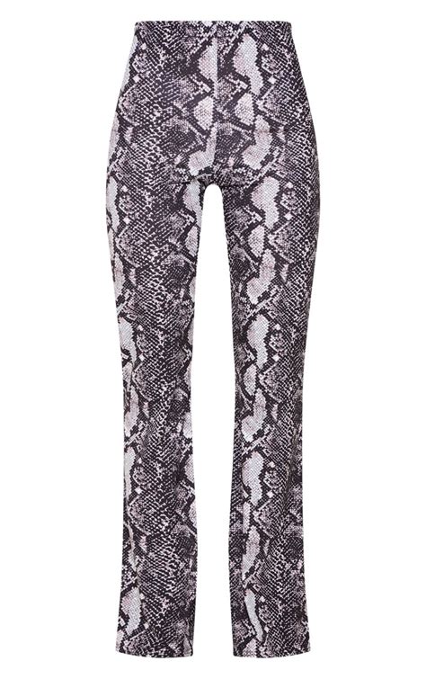 Stone Snake Print Flare Leg Trouser Prettylittlething Ie