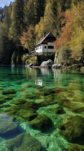 Una Casa Sobre El Agua Con El Nombre Oktoberfest Foto Premium