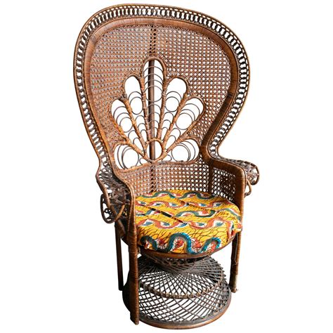 1970s Large Vintage Bohemian Emmanuelle Peacock Wicker Chair At 1stdibs