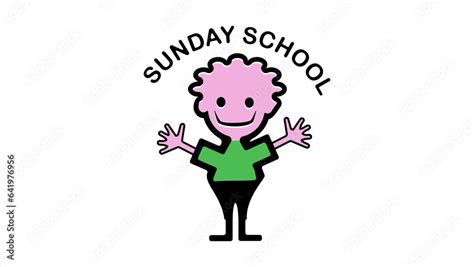 Sunday School Banner, Cute Boy Cartoon Character Stock Vector | Adobe Stock