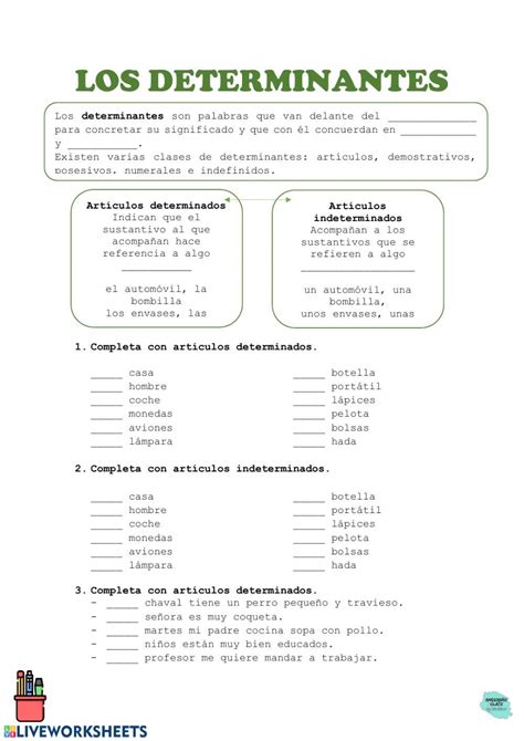 Los Determinantes Posesivos Numerales E Indefinidos Ficha Interactiva