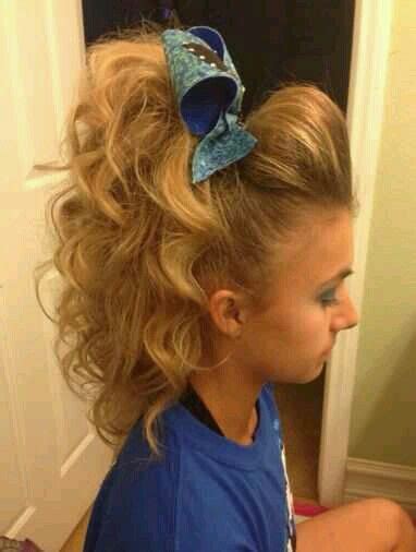 High Pony Tail With Bump And Curls Cheer Hair Cheer Hair