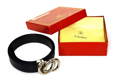 Cartier Black Reversible Leather Belt With Silvertone Buckle At 1stdibs