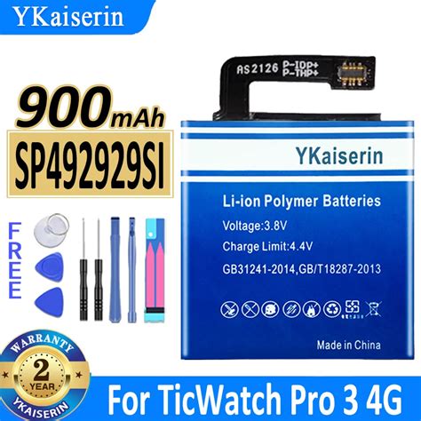 850mAh 900mAh YKaiserin Battery SP492929SI For TicWatch Pro 3 Pro3 4G