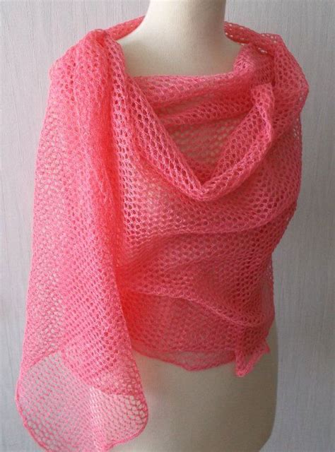 Linen Scarf Lace Shawl Knitted Natural Summer Wrap In Pink Etsy