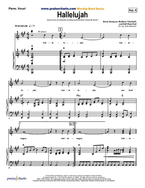 Hallelujah Sheet Music Pdf Hillsong United Praisecharts