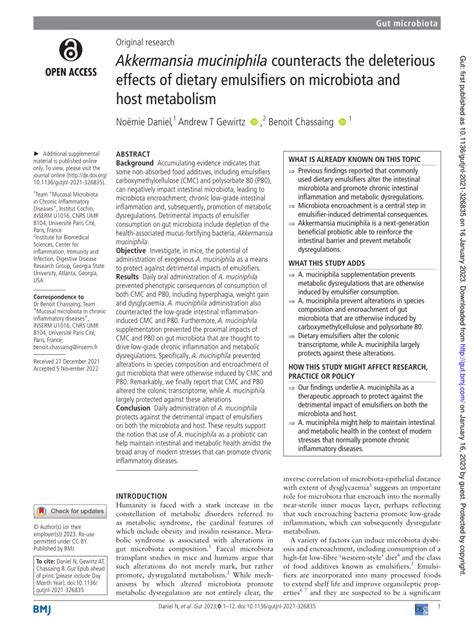 Pdf Akkermansia Muciniphila Counteracts The Deleterious Effects Of