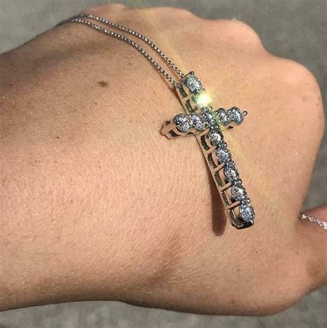 1 25CT Round Cut Moissanite Diamond Cross Pendant Gift For Etsy