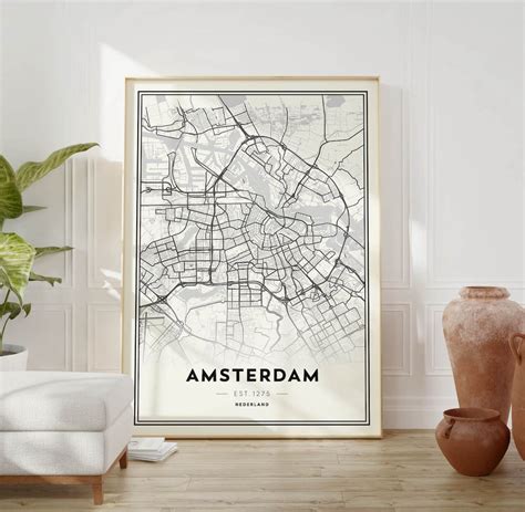 Amsterdam Modern Minimalist City Map Poster Architeg Prints