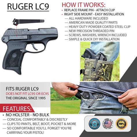 Best Quality Ruger Lc9 9mm Clipdraw Holster Belt Pant Clip Conceal Carry Black Lc9 Waistband A