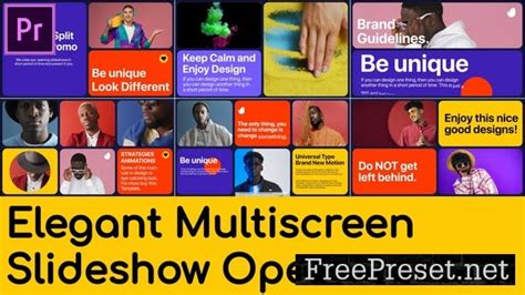 Elegant Multiscreen Slideshow Mogrt For Premier Pro Video Template