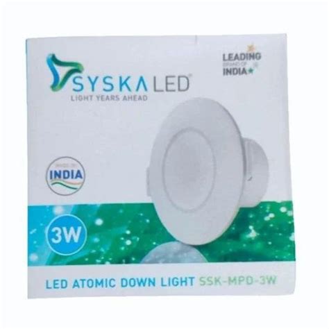 Round Syska LED SSK MPD 3W Green Downlight 6500K At Rs 77 Box In Bhopal