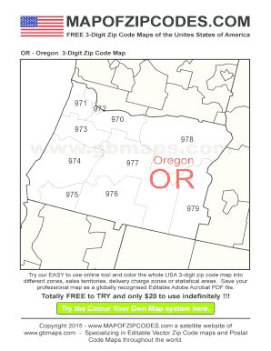 Oregon Zip Code Map Pdf - Fill Online, Printable, Fillable, Blank ...