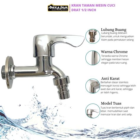 Jual Kran Taman Tembok Mesin Cuci Multi Fungsi Inch Stainlees