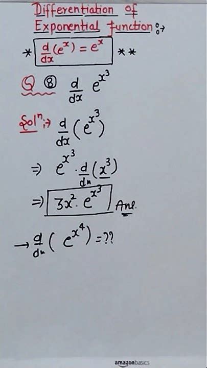 Differentiation Of Exponential Function Youtube