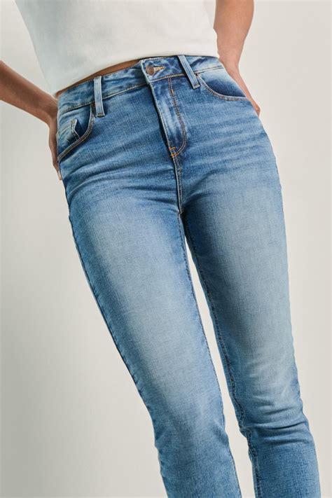 Jean Jegging Tiro Alto Azul Claro Con Desgastes De Color