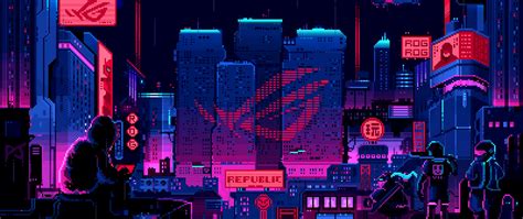 Cyberpunk Pixel Art Wallpaper Rog Wallpaper Design By Pixel Jeff | The ...