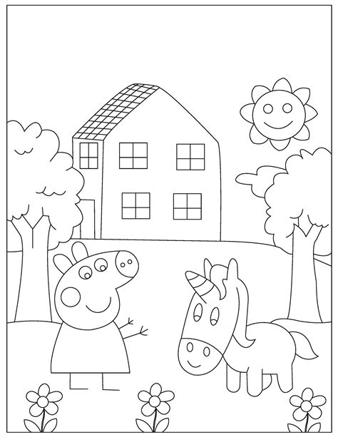 Free Cartoon Coloring Pages: Peppa Pig (PDF) | Peppa pig coloring pages ...