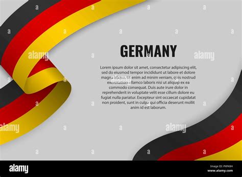 Waving Ribbon Or Banner With Flag Of Germany Template For Poster