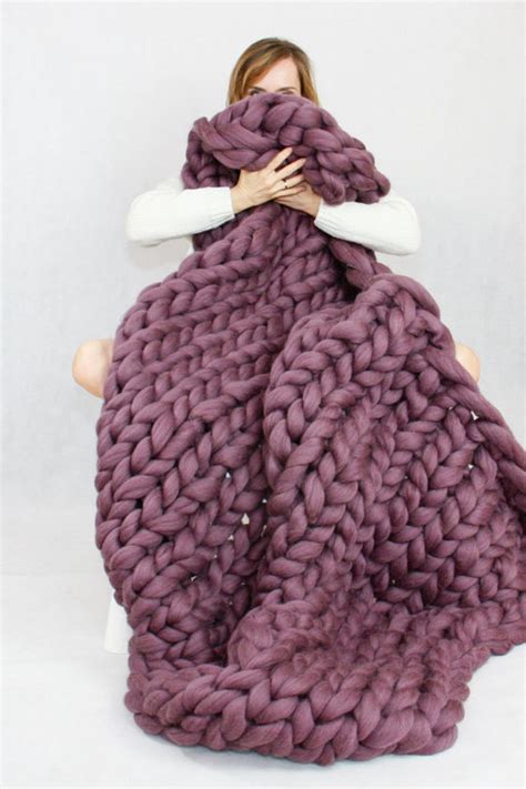 Chunky Knit Blanket Blanket Super Chunky Blanket Giant Knit Etsy