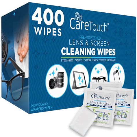 Care Touch Lens Cleaning Wipes Pre Moistened Cleansing Cloths Great For Eyeglasses Phones