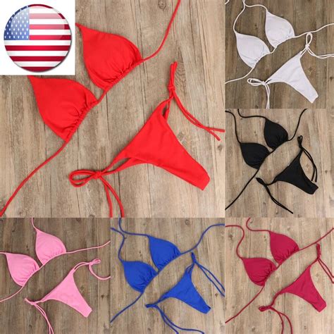 Sexy Women Brazilian Bikini Scrunches Butt Swimwear 2 Pcs Set Lady