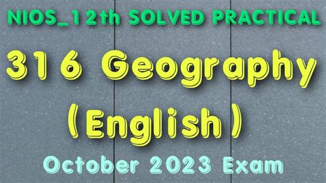 Nios Th Geography English Medium Geography Solved