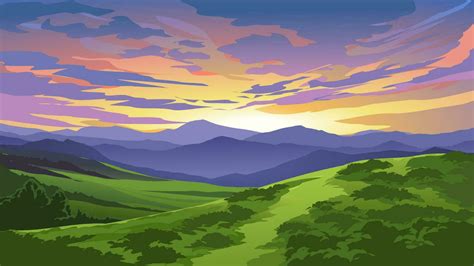 Beautiful sunrise over mountains with dramatic sky 25445734 Vector Art ...