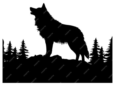 Premium Vector | Wolf and forest silhouette wolf and trees silhouette wolf silhouette vector